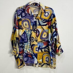 3Potatoe Button Down Top Geometric Women's M/L